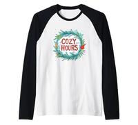 Nice Christmas Wreath with Cozy Elf Hours for Festive Days Raglan Baseball Tee