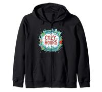 Nice Christmas Wreath with Cozy Elf Hours for Festive Days Zip Hoodie