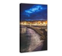 Nice City By Night Canvas Poster Wall Art Decor Print Picture Paintings for Living Room Bedroom Decoration Frame: 12x18inch(30x45cm)
