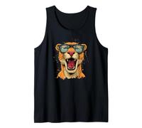 Nice Cougar Face with Sunglasses for Wild Cats Lovers Tank Top
