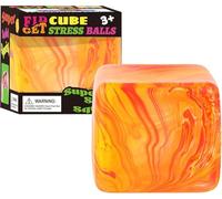 Nice Cube, Ice Cube Stress Relief Fidget Toys, Ice-themed Squishy Cube and Sugar Balls, Sensory Toys for Children with Autism, Fidget Toys for Classroom Rewards (Orange)