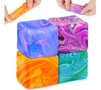 Nice Cube, Ice Cube Stress Relief Fidget Toys, Squishy Color Doh Cube Squeeze Toys for Kids Adults, Sensory Hand Exercise Stress Balls for Autism Anxiety Relief (4 Packs)