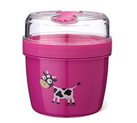 Nice Cup Small Lunch & Snack Box (2 Parts) Bento Box with a Cooling Agent - IN PINK - keeps your Lunch cool for several Hours, with Cutlery, Ø 11.7 x 12.9 cm, 0.6 L + 0.3 L
