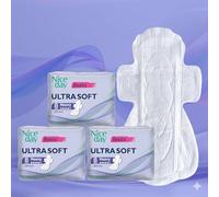 Nice Day Basics Ultra Soft Sanitary Pads | 285mm Night Use | Ultra Thin 0.1cm | Heavy Flow Protection | 8 Pads Pack (Pack of 3)