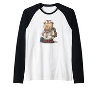 Nice Doctor Teddy Bear with Emergency Suitcase Costume Raglan Baseball Tee