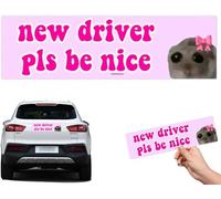 Nice Driver Car Sticker, New Driver Please Be Nice, New Driver Pls Be Nice for New Driver Sign, 22x6.8 cm Cat Bumper Stickers Decals, Bumper Funny Sticker for Car (1PCS)