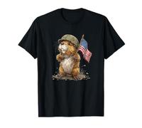 Nice Fighting Bear with Military Helmet Costume T-Shirt