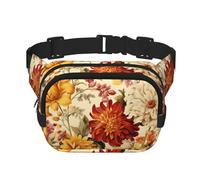 Nice flowers Square double - layer fanny pack with adjustable shoulder strap - travelling fanny pack - perfect for outdoor sports, Black, One Size