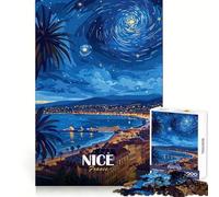 Nice, France︰ Starry Night Cityscape 1000 Piece Jigsaws for Adults Mind Exercise Toy Quiet Fun Design Assembly Thoughtful Gift (38x26cm)