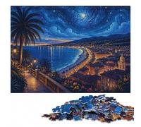 Nice, France︰ Starry Night Cityscape Jigsaw Puzzle for Adults, 1000 Pieces | Image-area sorting - a simple way to organise the image on weekends.