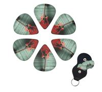 Nice Guitar Print Guitar Picks 6 Pack Guitar Plectrums with Pick Holders Bass Picks For Acoustic Guitar Bass Electric Ukulele Includes 0.46mm, 0.71mm, 0.96mm