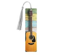 Nice Guitar Print Wooden Bookmark Bookmarks with Tassels Book Marks for Reading Hardcover Books Notebooks