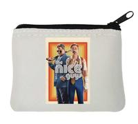 Nice Guys Ryan Gosling and Russell Crow Neoprene Coin Purse Pouch 10x11cm White
