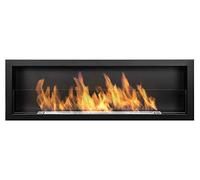 Nice-House S-Line 3D Bioethanol Fireplace 120 x 40 cm with Glass. 1200 x 400 mm Bio Ethanol Fireplace Wall Matte Black with Wide Burner