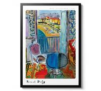 Nice, Le Guéridon by Raoul Dufy, Fauvism Style Portrait, Beach & Mediterranean Theme Wall Art, Vintage 1938 Decor Poster, Art Print Gift, Archival Matte, A2 (Framed) - 59.4x42cm