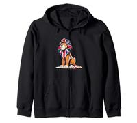 Nice Lion with the United Kingdom Flag Costume Zip Hoodie