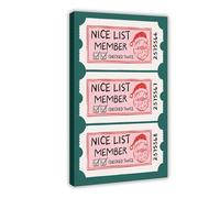 Nice List Ticket Christmas Canvas Poster Wall Art Decor Print Picture Paintings for Living Room Bedroom Decoration 20x30inch(50x75cm)