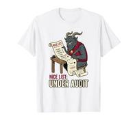 Nice List: Under Audit Gifts List Naughty Quill Pen Humor Value Graphic T-Shirt, Men, White, S