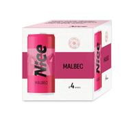 NICE Malbec, Argentinian Wine in a Can, Juicy & Fruity Red Wine from Mendoza Region, Darkly Fruity, Wicked Depth, 4 x 187ml Recyclable Cans