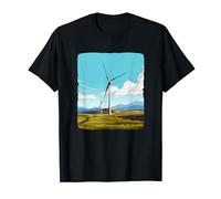 Nice meadow with wind turbine for boys and girls T-Shirt