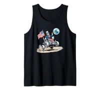 Nice Moon Vehicle with Patriotic Flag and Earth Tank Top
