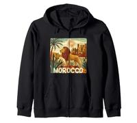 Nice Morocco City View with Patriotic Lion Costume Zip Hoodie