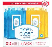 Nice 'N Clean Disinfecting Surface Wipes 304ct | Cleans & Disinfects Home & Kitchen Surfaces | Fresh & Lemon Scent
