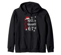 Nice Naughty 6 7 Meme 67 Christmas Six Seven Xmas Boys Kids Zip Hoodie