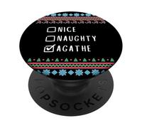 Nice, Naughty, Agathe Ugly Sweater Style PopSockets Adhesive PopGrip