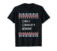 Nice, Naughty, André, Ugly Sweater Style Value Graphic T-Shirt