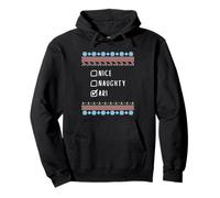 Nice, Naughty, Ari Ugly Sweater Style Pullover Hoodie