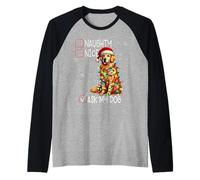 Nice Naughty Ask My Dog Christmas List Xmas Raglan Baseball Tee