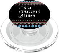 Nice, Naughty, Benny Christmas Ugly Sweater Style PopSockets PopGrip for MagSafe
