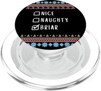 Nice, Naughty, Briar Christmas Ugly Sweater Style PopSockets PopGrip for MagSafe