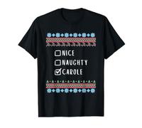 Nice, Naughty, Carole Christmas Ugly Sweater Style Value Graphic T-Shirt