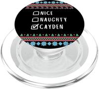 Nice, Naughty, Cayden Christmas Ugly Sweater Style PopSockets PopGrip for MagSafe