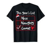 Nice Naughty Comet Funny Christmas List Santa's Reindeer T-Shirt