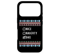 Nice, Naughty, Dax Christmas Ugly Sweater Style Case for iPhone 17 Pro