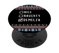 Nice, Naughty, Demelza Christmas Ugly Sweater Style PopSockets Adhesive PopGrip