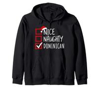 Nice Naughty Dominican Roots Heritage Christmas Zip Hoodie