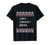 Nice, Naughty, Dora, Ugly Sweater Style Value Graphic T-Shirt