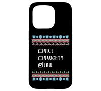 Nice, Naughty, Edie Christmas Ugly Sweater Style Case for iPhone 15 Pro