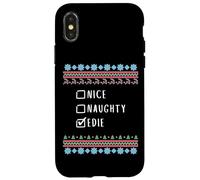 Nice, Naughty, Edie Christmas Ugly Sweater Style Case for iPhone X/XS
