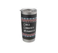 Nice, Naughty, Emanuela, Ugly Sweater Style Stainless Steel Insulated Tumbler