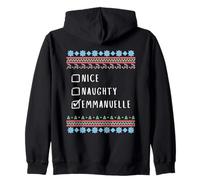 Nice, Naughty, Emmanuelle Christmas Ugly Sweater Style Zip Hoodie