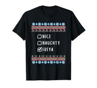 Nice, Naughty, Freya Christmas Ugly Sweater Style Value Graphic T-Shirt