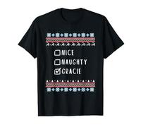 Nice, Naughty, Gracie, Ugly Sweater Style Value Graphic T-Shirt