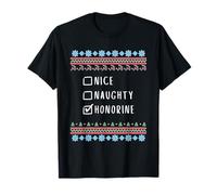 Nice, Naughty, Honorine Christmas Ugly Sweater Style T-Shirt