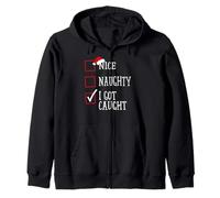 Nice Naughty I Got Caught Christmas Funny Xmas Design Zip Hoodie
