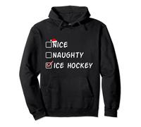 Nice Naughty Ice Hockey Funny Christmas Ice Hockey Player Pullover Hoodie